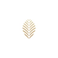 Tropical Palm Leaf Luxury Gold Logo Design Icon Vector Illustration