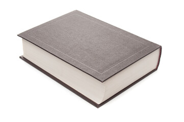 Book with hardcover close up on white background