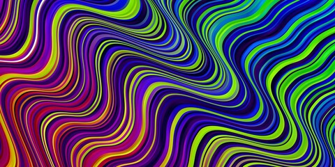 Dark Multicolor vector pattern with curves. Colorful abstract illustration with gradient curves. Design for your business promotion.