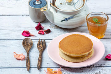 Dorayaki Pancakes stuffed with Vanilla Japanese food.