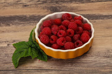 Red bright ripe sweet raspberry