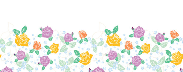 rose morden flower leaf butterfly vertical border white background design
