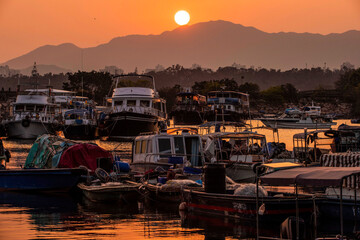 Fish Village At the Sunset 