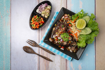 Spicy canned Tuna Salad and Thai Food Ingredients