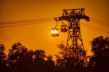 Cable Cars At The Sunset