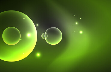 Neon shiny transparent glowing circles with light effects. Techno futuristic vector abstract background For Wallpaper, Banner, Background, Card, Book Illustration, landing page