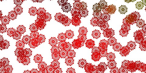 Light Green, Red vector pattern with colored snowflakes.