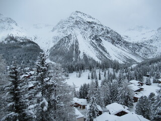Obraz premium Snowy scenes in Arosa, Switzerland