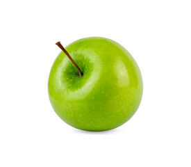 Fresh green ripe apple fruit isolated on white background, die cut with clipping path
