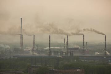 the plant with smoke and dirty air-pollution