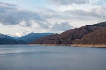 Lake and mountains in landscape