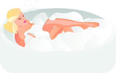 girl in relaxing relaxing bath