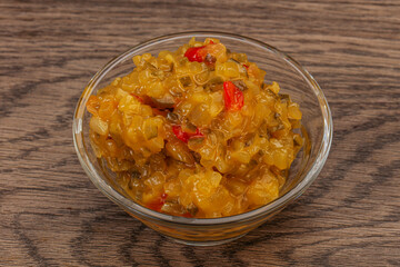 Relish sauce with cucumbers and mustard
