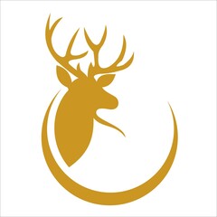 Hand drawn silhouette of head of reindeer. Vector illustration.
