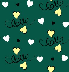 Seamless romantic spring vibe pattern with hearts.
