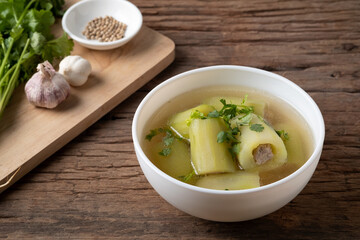 Stuffed cucumber with minced pork soup
