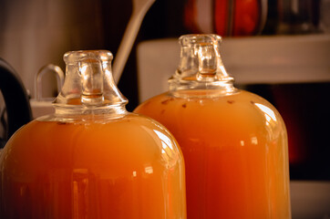 Home brew wine waiting to be bottled