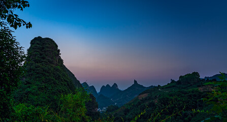 Xianggong Hill viewpoint view of Yangshuo landscape