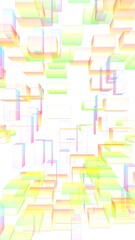 Colorful abstract digital and technology background. The pattern with repeating rectangles. 3D illustration