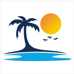 Fototapeta na wymiar Palm tree logo template illustration vector