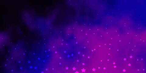 Fototapeta na wymiar Dark Purple, Pink vector template with neon stars. Blur decorative design in simple style with stars. Pattern for wrapping gifts.