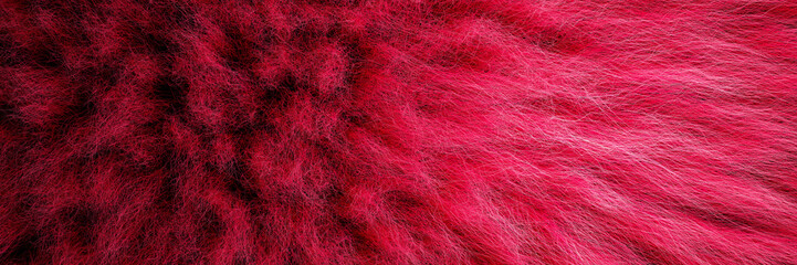 Obraz premium 3D Illustration of shaggy carpet with wool material for backgrounds texture, close up of soft romantic pastel red and fluffy. 