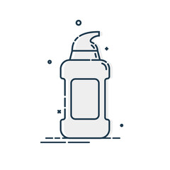 Cosmetic container. Body care hygiene. Illustration bottle. Plastic cosmetic jar product. Beauty product package. Body lotion drop. Foam, lotion, shampoo. Treatment mockup design. Outline object