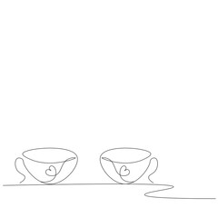 Valentines day background, cups of coffee with heart vector illustration