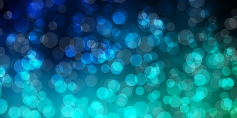 Light Blue, Green vector background with bubbles. Glitter abstract illustration with colorful drops. Pattern for business ads.