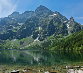 The lake Morskie Oko or Eye of the Sea. Western Carpathian mountains.