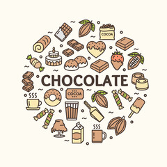 Chocolate Round Design Template Contour Lines Icon Concept. Vector