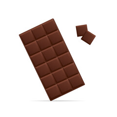 Realistic Detailed 3d Chocolate and Pieces. Vector
