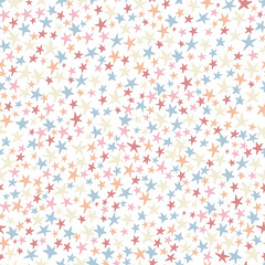 Cute small stars repeat seamless vector. Colorful background. Vector flat design.