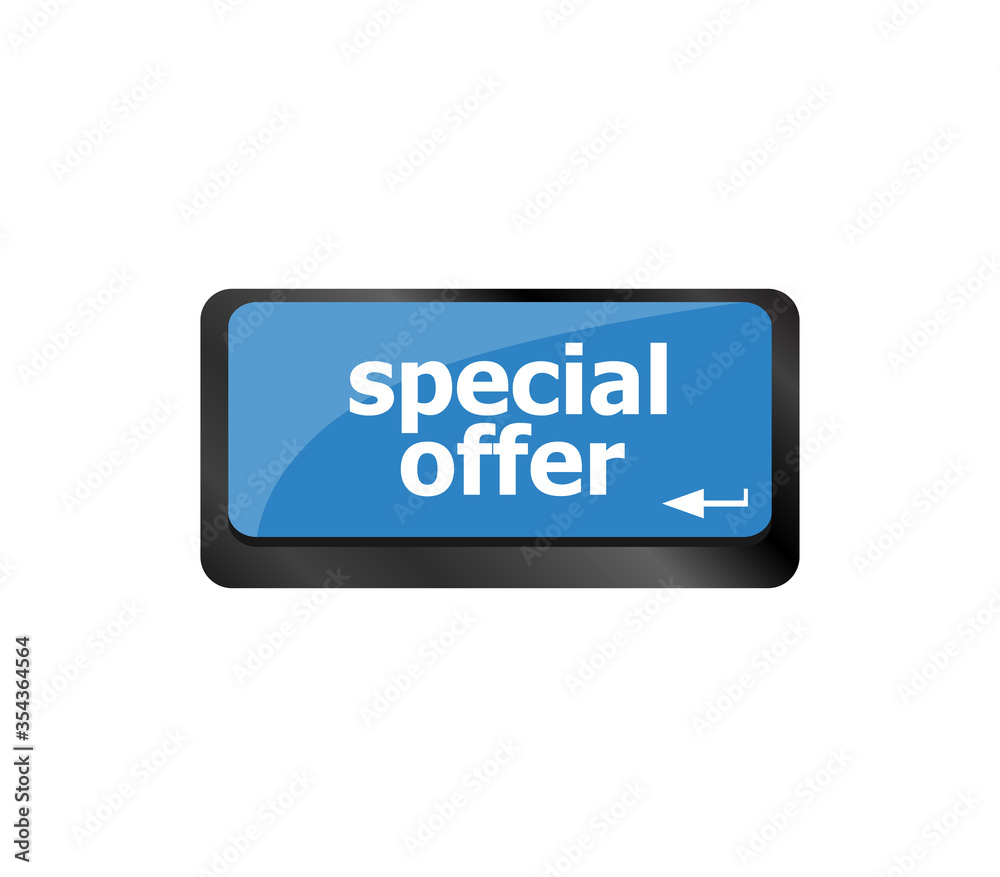 Poster special offer button on computer keyboard keys