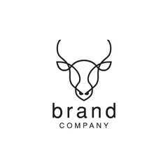 Obraz premium unique animal buffalo Logo line Design, bovines. bison. Cattle. Taurus And Bull Logo Linear Design Vintage Retro Hipster Illustration Template 