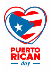 Puerto Rican Day. National happy holiday. Festival and parade in honor of independence and freedom. Puerto Rico flag. Latin american country. Patriotic elements. Vector poster illustration