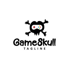Game skull logo Icon Design Vector Stock Illustration Template. Danger Gaming Logo Black