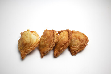 Crispy puff pastry on a white background