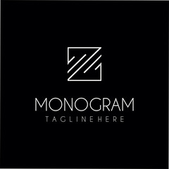 Square Monogram Letter M Logo With Thin Black Monogram Outline Contour. Trendy Square Alphabet Initial M Logo Silhouette Design Vector Illustration.