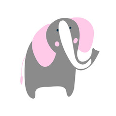vector wild african mammal animal cute elephant baby. Big  child with trunk. Modern simple illustration for paper clothes on white.