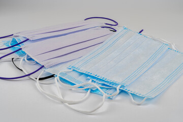 Medical masks on a white background, disease epidemic
