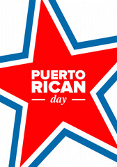 Puerto Rican Day. National happy holiday. Festival and parade in honor of independence and freedom. Puerto Rico flag. Latin american country. Patriotic elements. Vector poster illustration