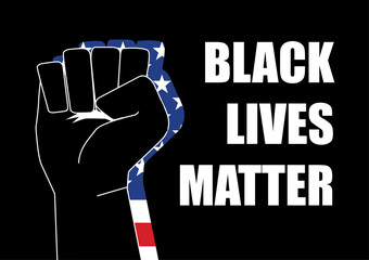 Illustration of Fists with Black Lives Matter Social Network Hashtag