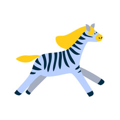 Fototapeta na wymiar vector wild african animal cute zebra baby. Horse child with strips. Modern simple illustration for paper clothes on white.