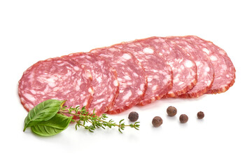 Salami Sausage, isolated on white background