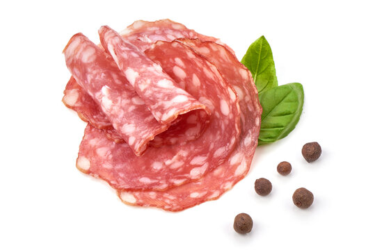 Salami Sausage, isolated on white background