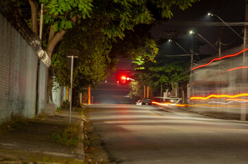 street at night, long exposure capture
