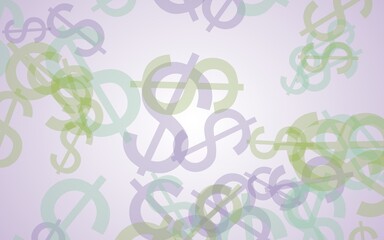 Multicolored translucent dollar signs on white background. 3D illustration