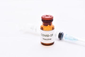 Vial of COVID-19 virus vaccine for injection, protective from novel coronavirus pandemic disease in 2020