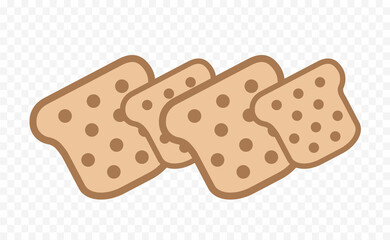  Bread vector icon on transparent background.